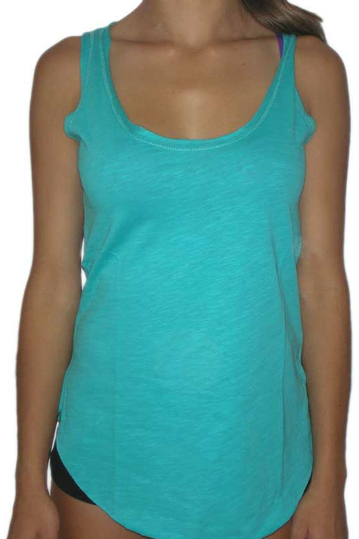 Women's slubby tank top in turquoise