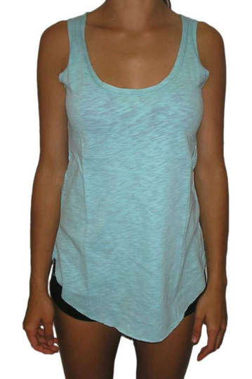 Women's slubby tank top in aqua