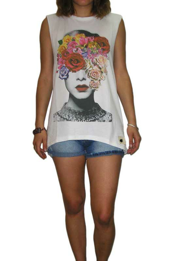 Bigbong flower head sleeveless printed top