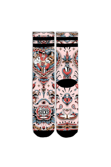 American Socks Mid High Socks Feline Hearts