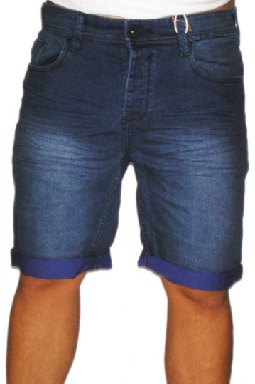 Men's denim cuff shorts in dark blue