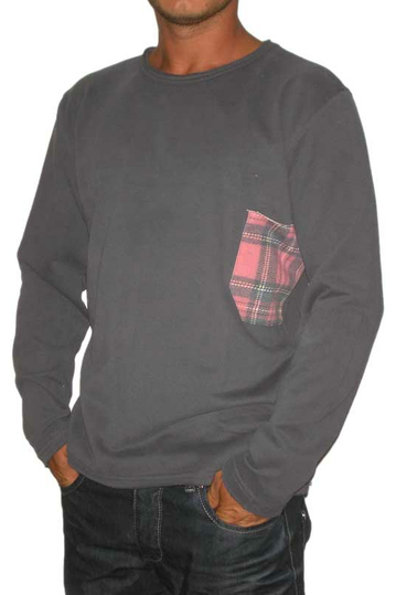 Bigbong men's sweatshirt grey with print pocket