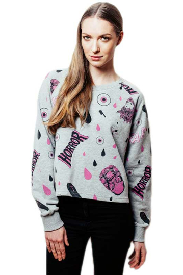 Worn By Horror print women's cropped sweatshirt