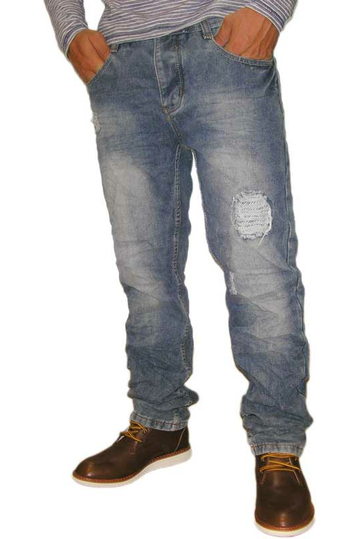 Men's faded distress jeans