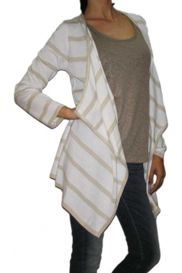 Agel Knitwear asymmetrical striped cardigan white