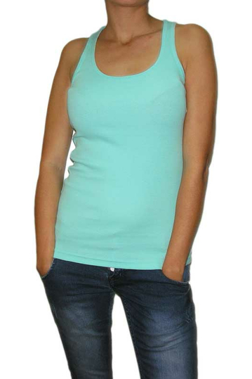 Ribbed women's tank-top aqua