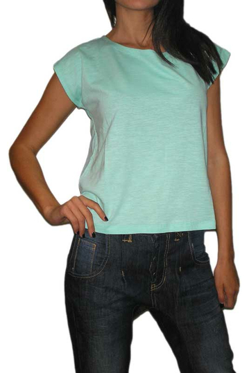 Women's cotton loose fit top in aqua