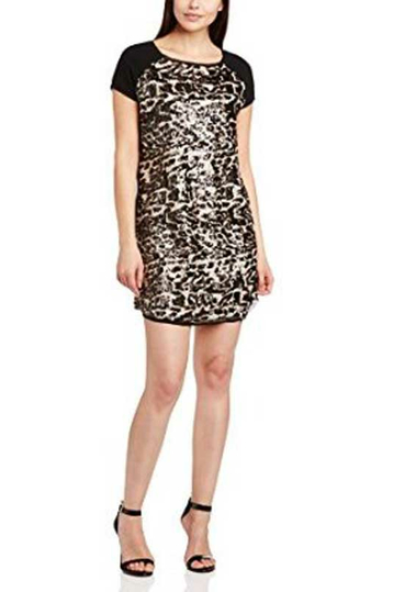 Dress with sequins in animal print