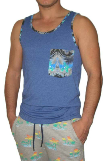 Humor men's tank top Toppow in blue melange