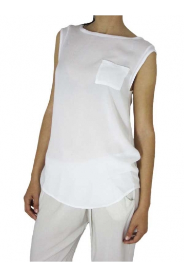 Women's sleeveless long top in white