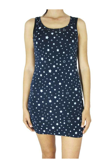 See through bodycon mini dress blue with stars