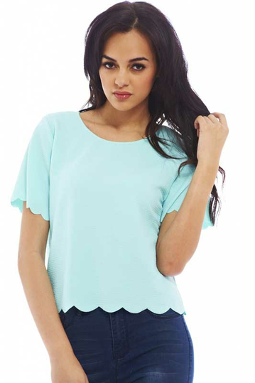 Women's short sleeve top in aqua