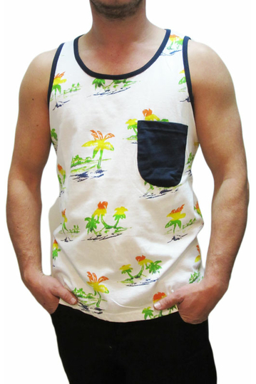 Humor men's printed tank top Tresso white