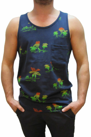 Humor men's printed tank top Tresso dress blues