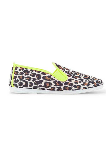 Flossy womens Plimsoll Ecija leopard fluo yellow