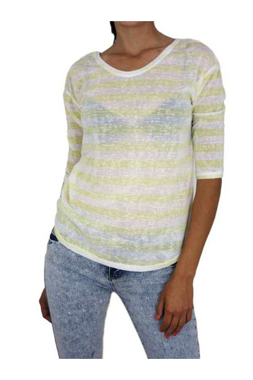 Women's breton stripe yellow top