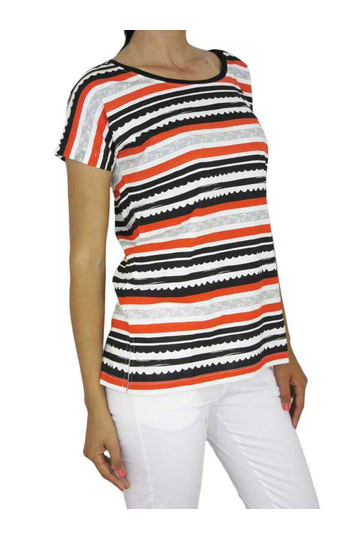 Women's stripe top black-red