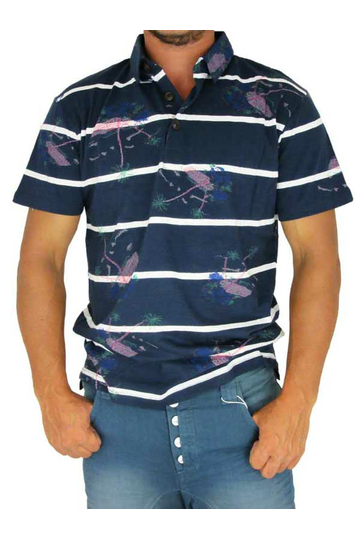 Humor men's polo t-shirt Ralf in blue