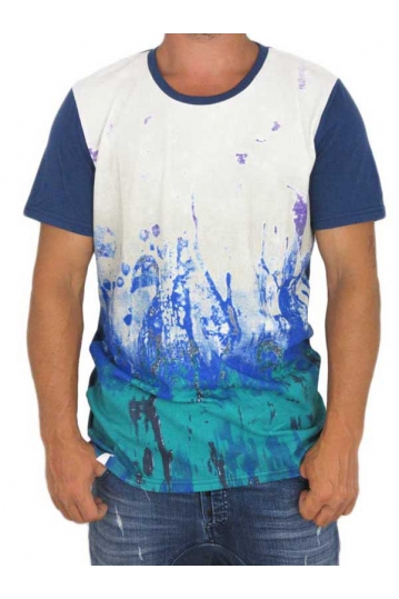 Humor ανδρικό T-shirt Karlzon μπλε με πριντ μπροστά