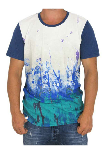 Humor men's T-shirt Karlzon blue with front print