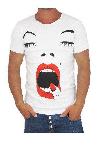 Malavita men's Lips t-shirt in white
