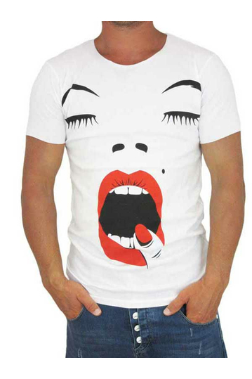 Malavita ανδρικό λευκό t-shirt Lips