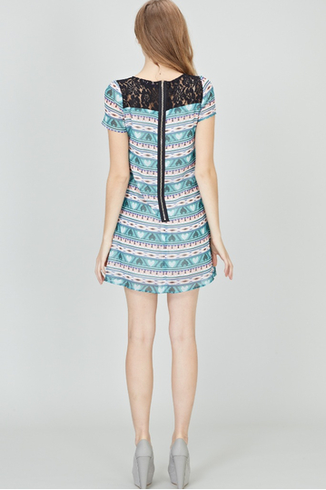Sugarhill μίνι φόρεμα άκουα με πριντ