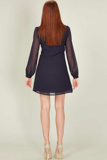 Sugarhill chiffon loveheart dress in navy