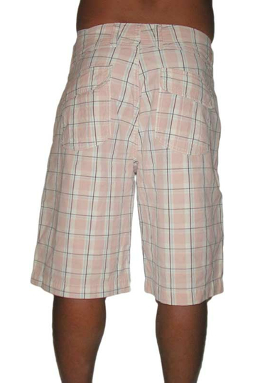 Ανδρική καρό chino βερμούδα σε ροζ