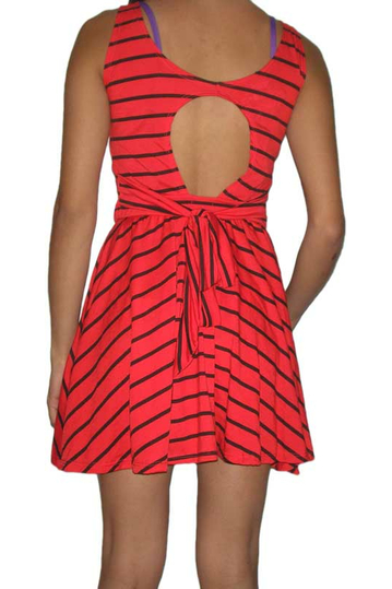 Mini striped dress in red