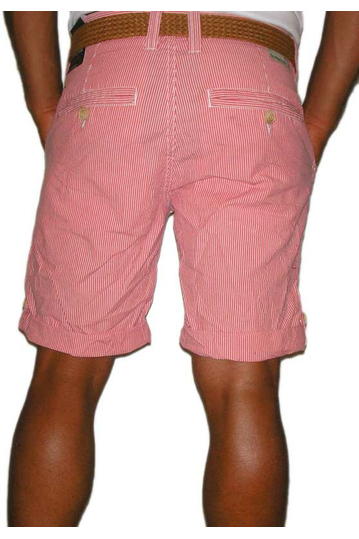 Κόκκινη ανδρική ριγέ chino βερμούδα με ρεβέρ