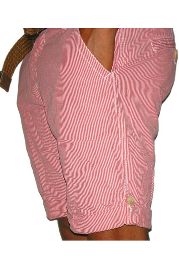 Κόκκινη ανδρική ριγέ chino βερμούδα με ρεβέρ