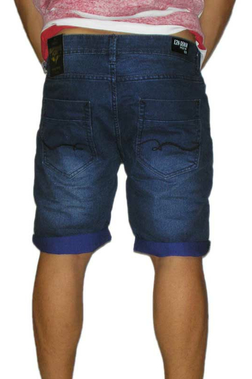 Ανδρική Denim βερμούδα με ρεβέρ σε σκούρο μπλε