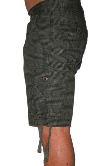 Ανδρική γκρι καρό cargo βερμούδα