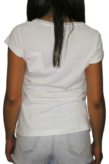 Bigbong γυναικείο t-shirt off white με πατσγουόρκ