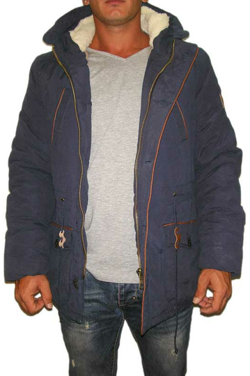 Ανδρικό παρκά navy με κουκούλα