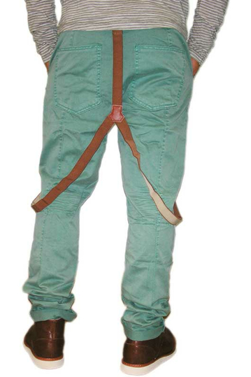 Ανδρικό πράσινο βαμβακερό chino παντελόνι με τιράντες