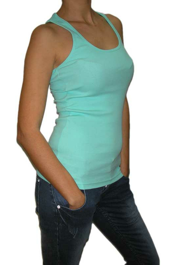 Ribbed women's tank-top aqua