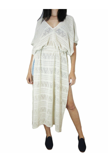 Agel Knitwear κροσέ καφτάνι μπεζ