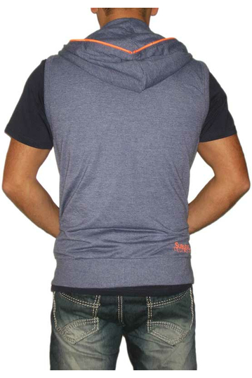 Ανδρικό φούτερ γιλέκο μπλε μελανζέ με κουκούλα