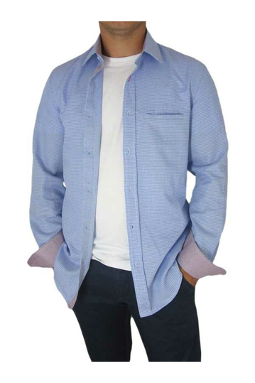 Missone ανδρικό πουκάμισο γαλάζιο με μικρούς ρόμβους