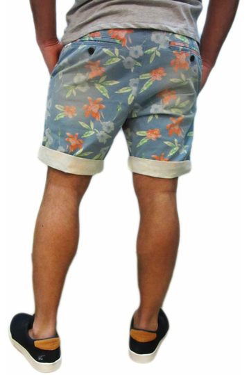 Bellfield ανδρική chino βερμούδα Carmines ξεβαμμένη φλοράλ πριντ