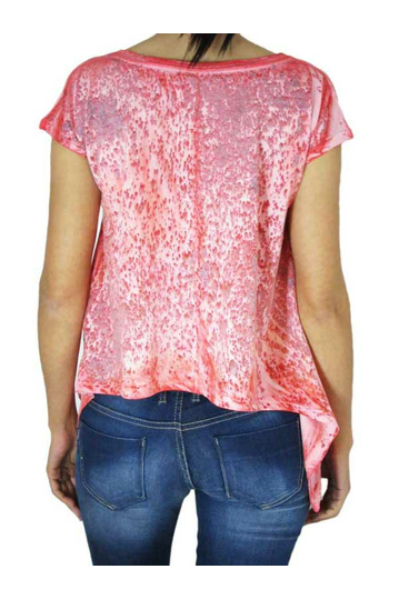 Bigbong women's marble print asymmetrical crop top bright coral