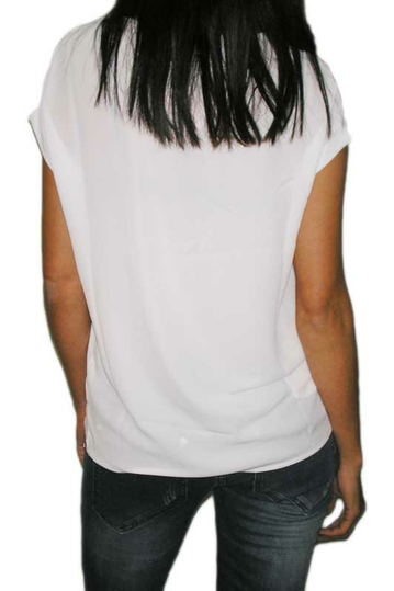 See-through short sleeve top in white