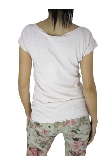 Women's short sleeve slubby top in pale pink