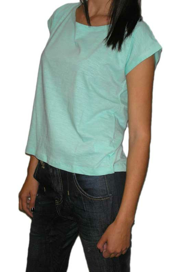 Women's cotton loose fit top in aqua