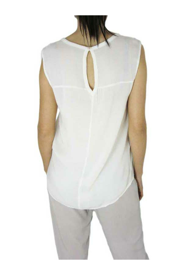 Women's sleeveless long top in sand color