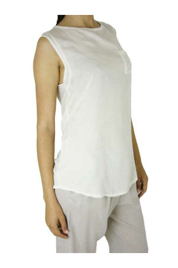 Women's sleeveless long top in sand color