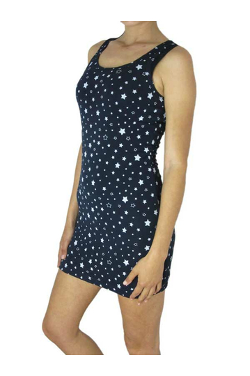 See through bodycon mini dress blue with stars