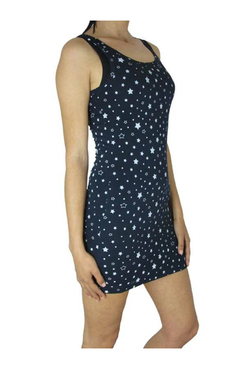 See through bodycon mini dress blue with stars